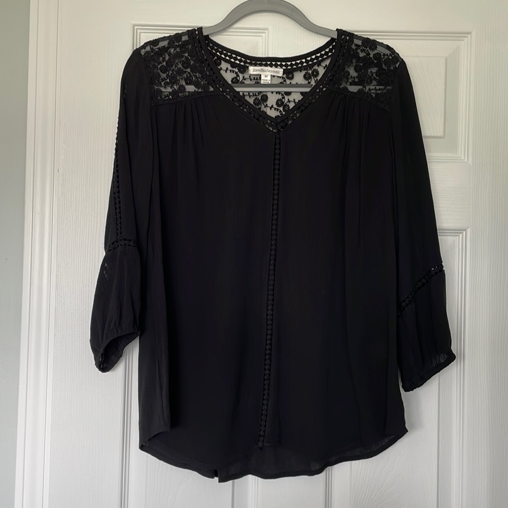 Black Lace Long Sleeve Blouse